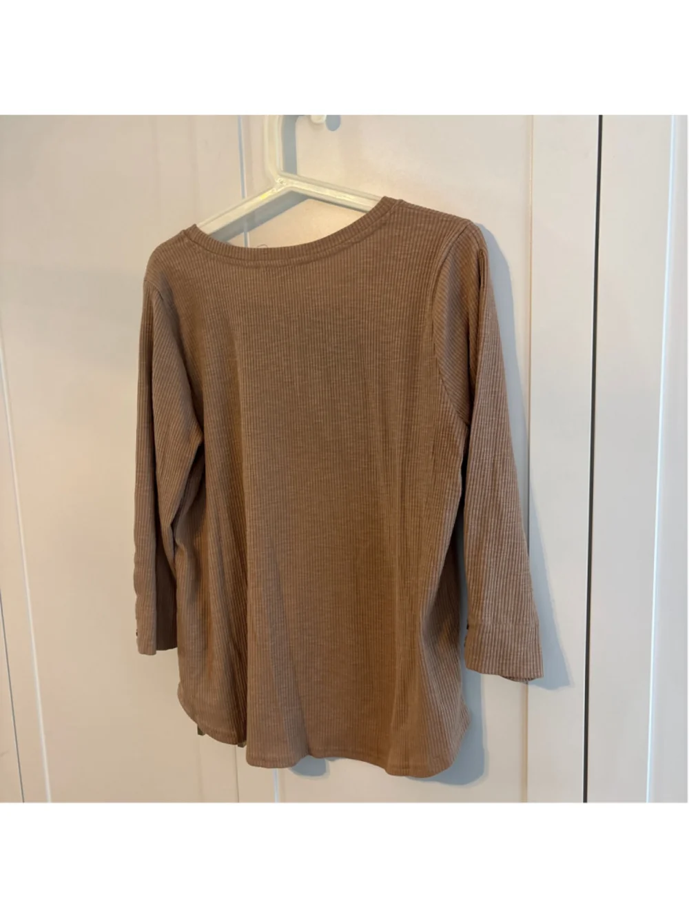 Women's Jane + Delancey Long Sleeve Ribbed Tee Beige Size L